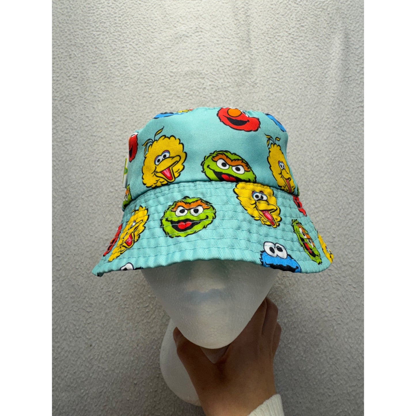Sesame Street Amazing Reversible Kids Bucket Hat Aqua & Character Cotton #9857