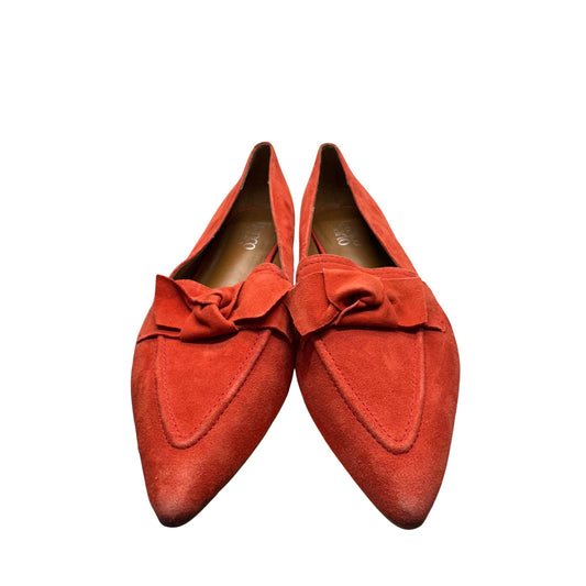 Franco Sarto Red Suede Bow Pointed Toe Loafers Flat Shoes Size 7.5 #9403