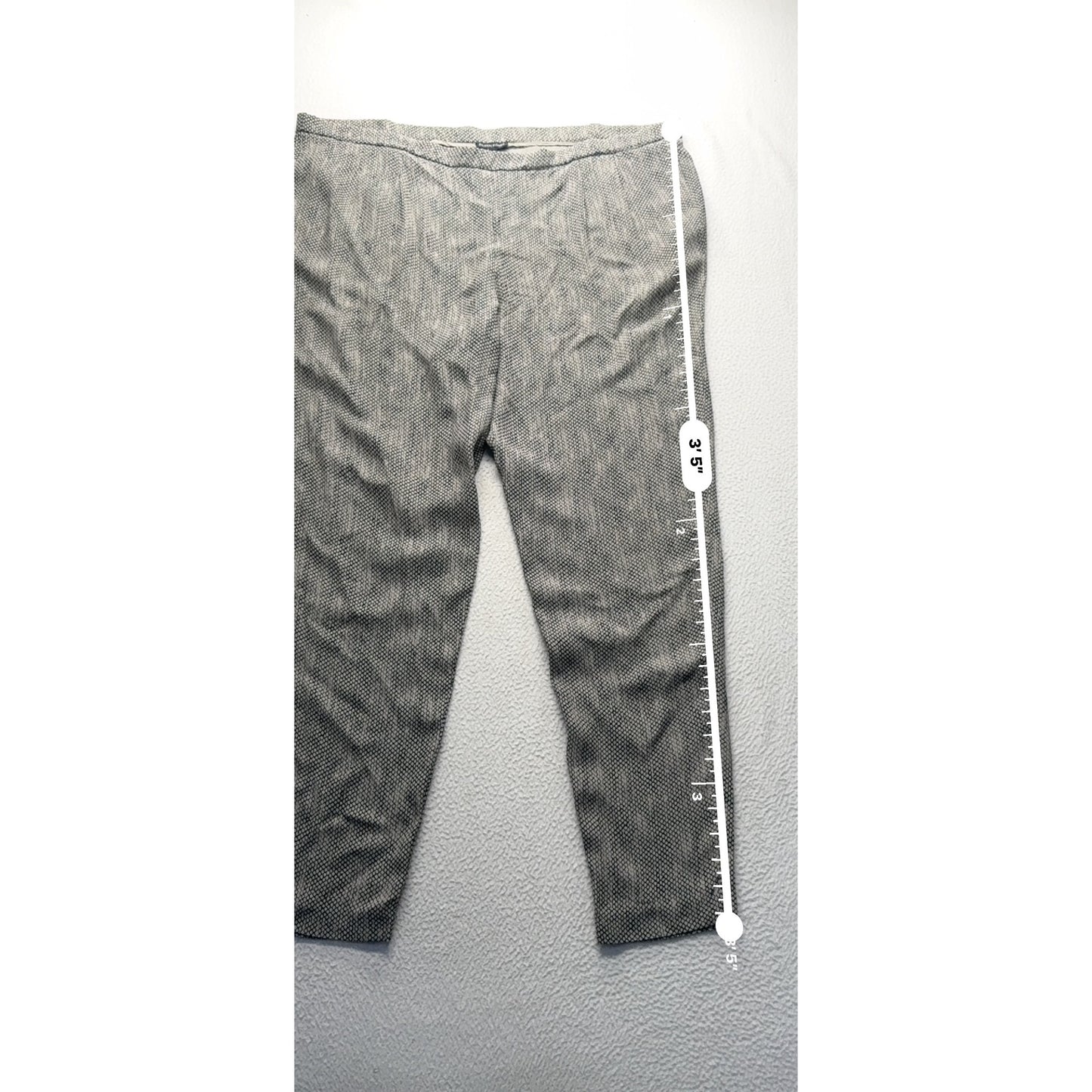 Eileen Fisher Black & Gray Silk Cropped Pants Large L Textured Pattern #9281