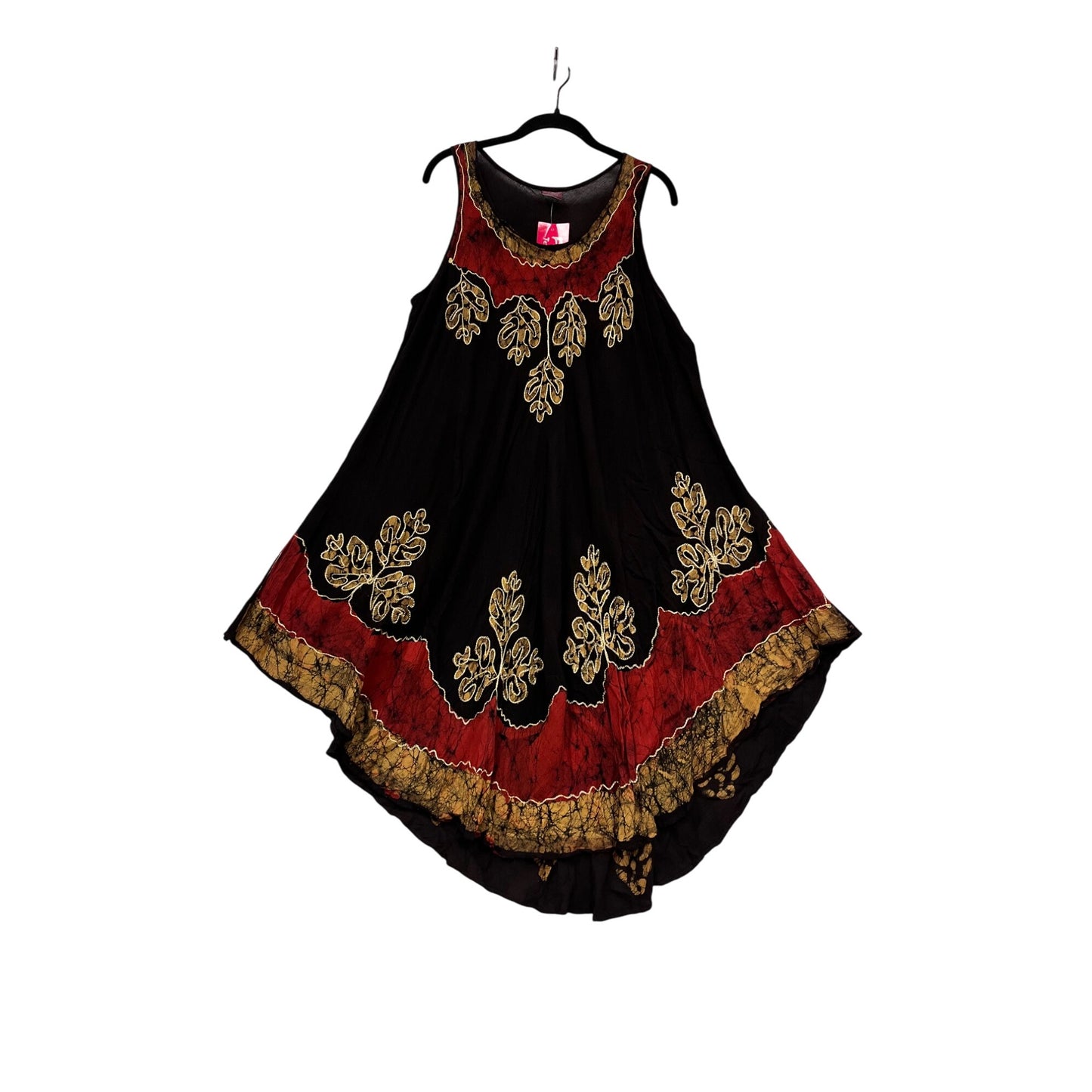 Sleeveless Black & Red Embroidered Dress #412A