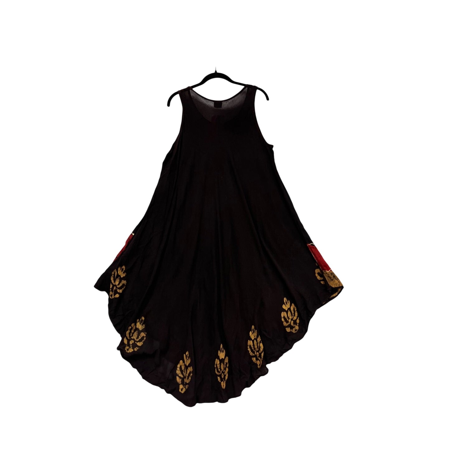 Sleeveless Black & Red Embroidered Dress #412A