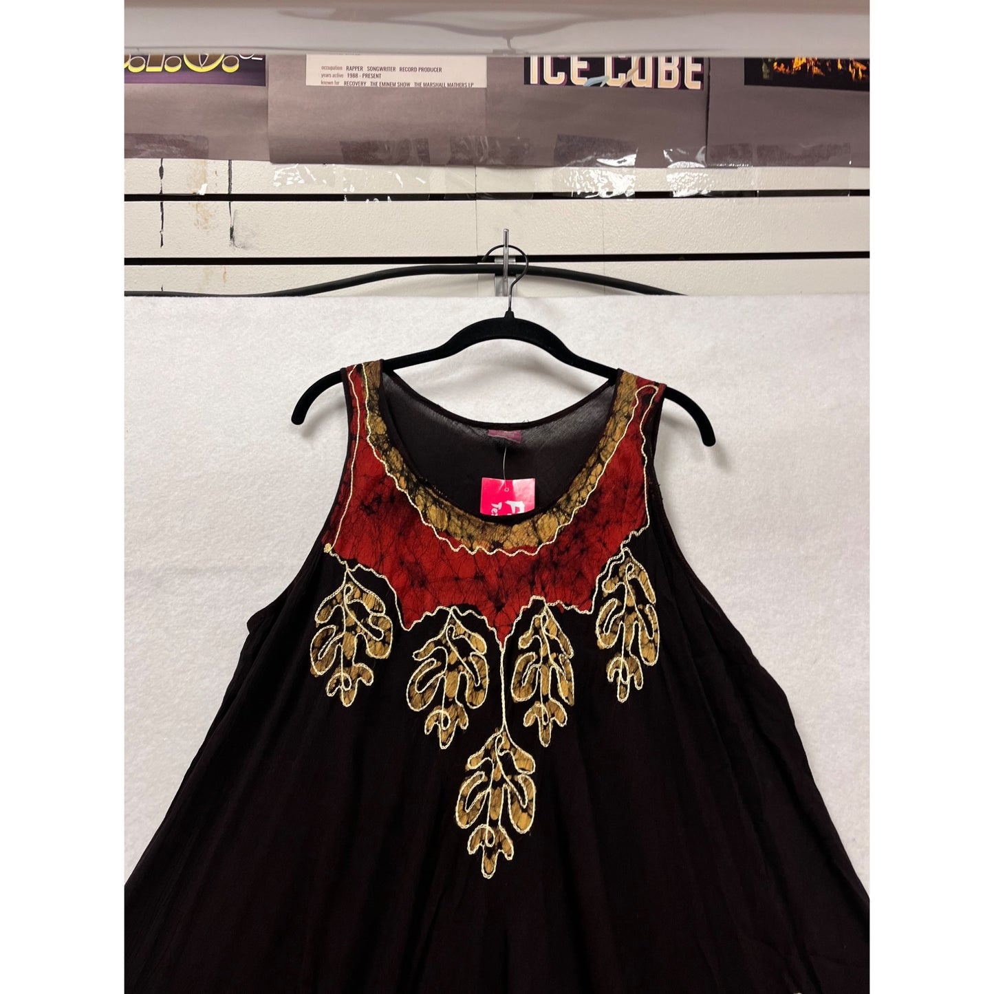 Sleeveless Black & Red Embroidered Dress #412A