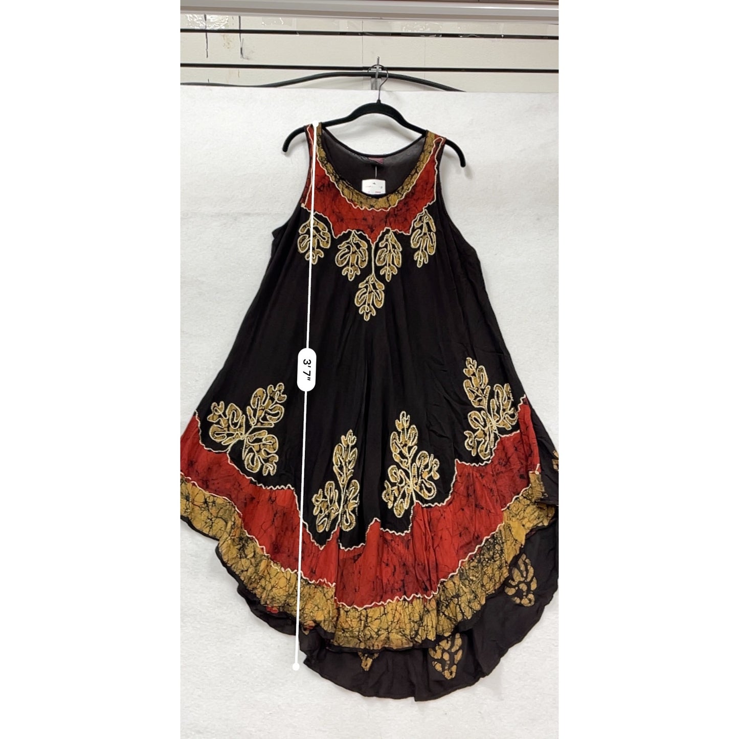 Sleeveless Black & Red Embroidered Dress #412A