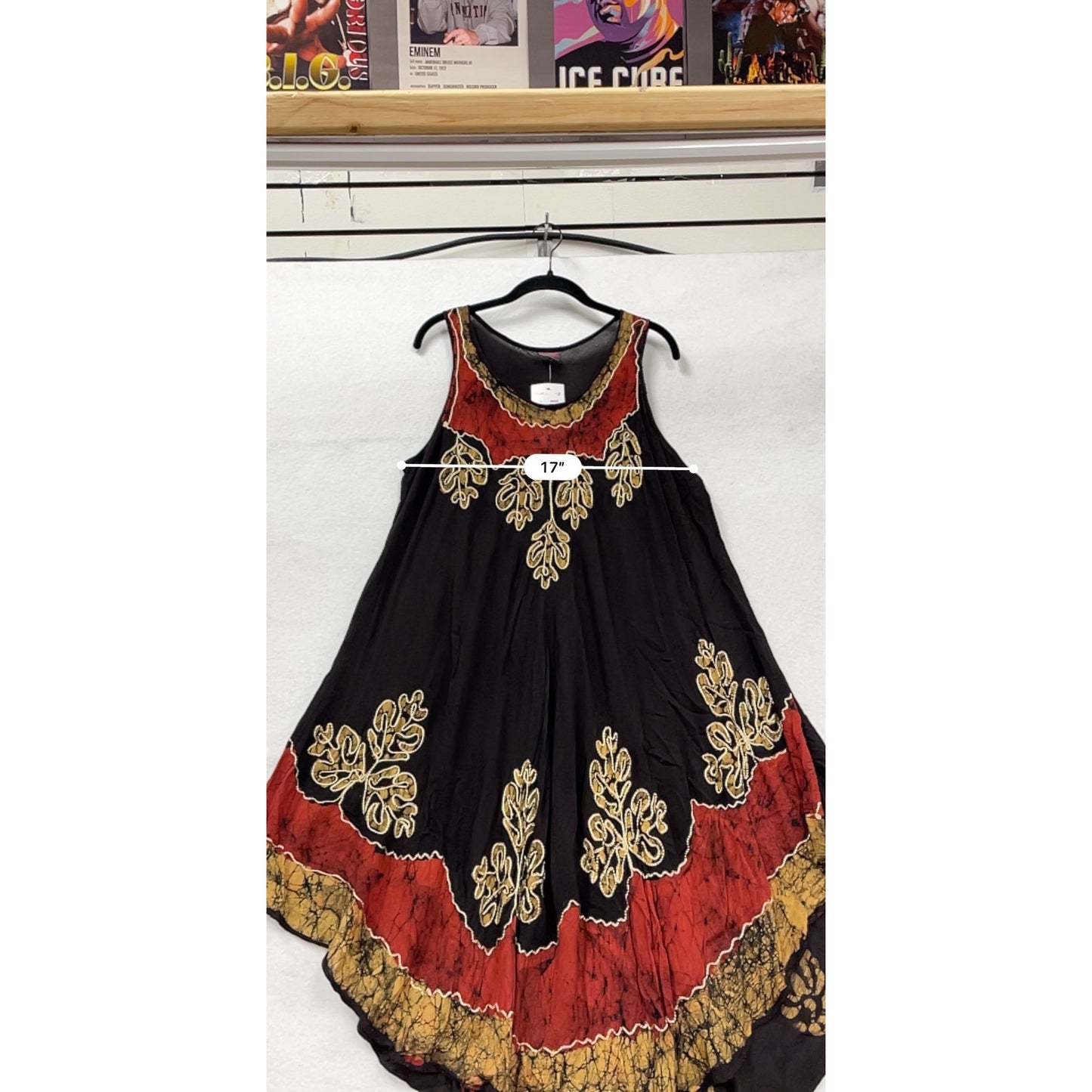 Sleeveless Black & Red Embroidered Dress #412A