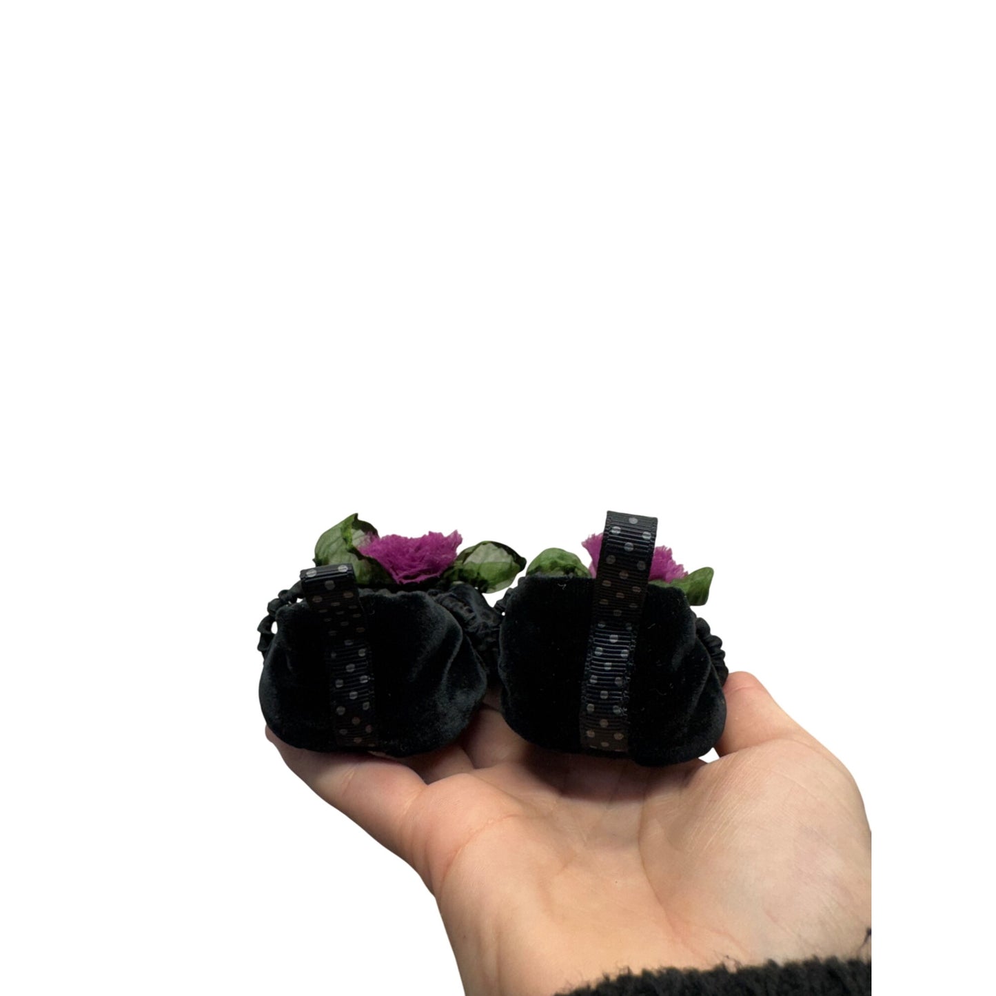 Goody Goody Black Velvet Baby Shoes Soft Sole Mary Jane Style For Infants #9686