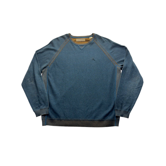 Tommy Bahama Mens Blue Cotton Crewneck Sweater Large #7877