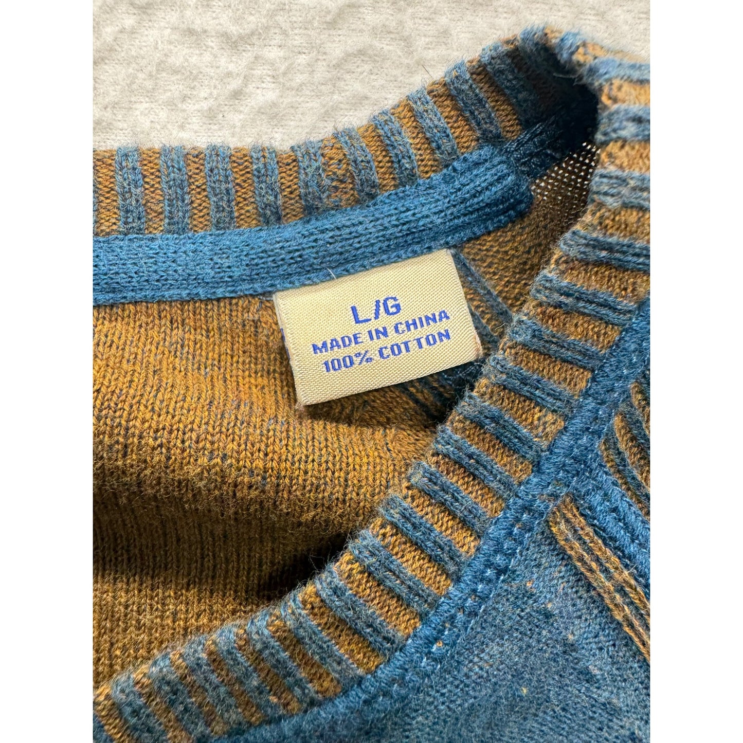 Tommy Bahama Mens Blue Cotton Crewneck Sweater Large #7877