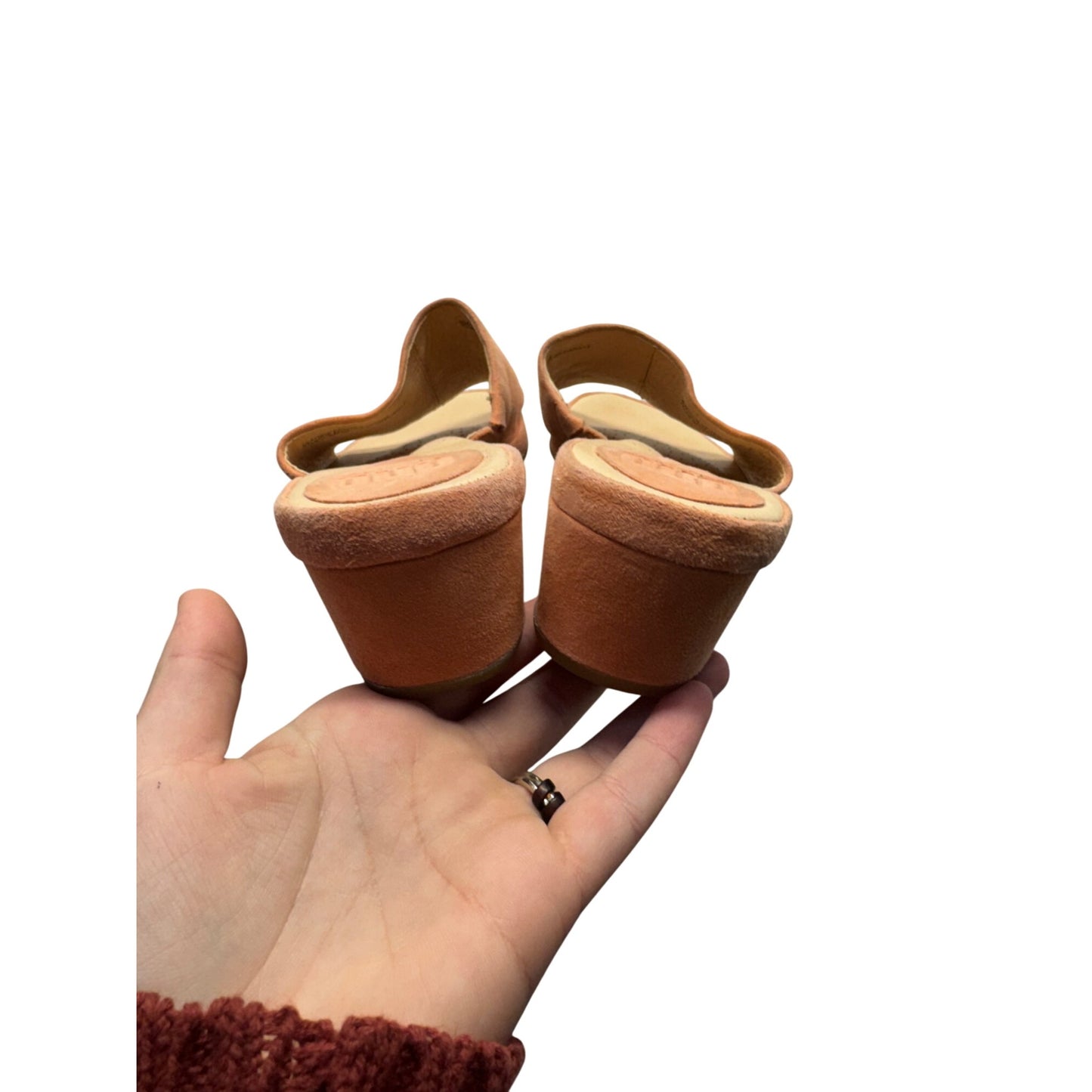 Ono Suede Block Heel Slide Sandals Size 6 Terracotta #343B