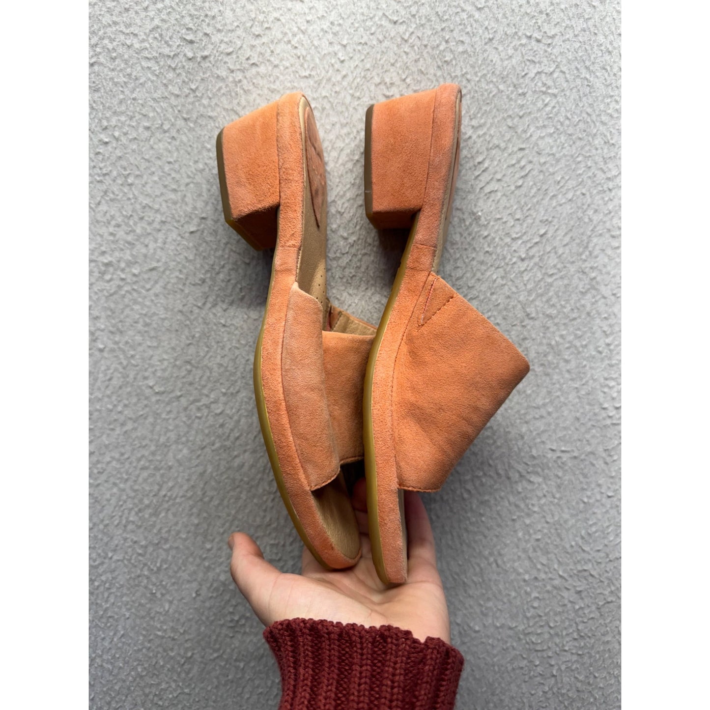 Ono Suede Block Heel Slide Sandals Size 6 Terracotta #343B