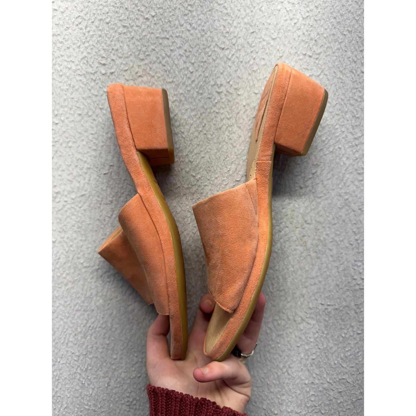 Ono Suede Block Heel Slide Sandals Size 6 Terracotta #343B