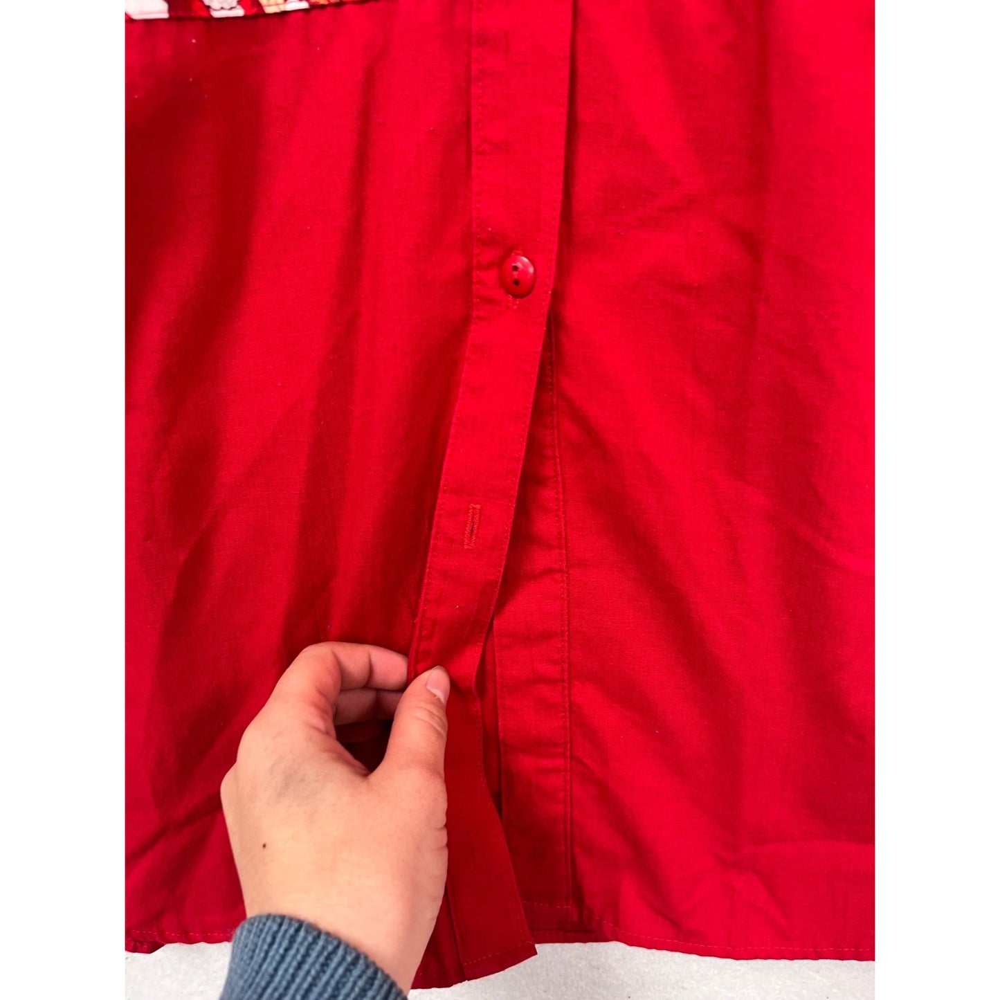 Vintage Tapestry Red Santa Print Button-Up Shirt Short Sleeve XL #105C