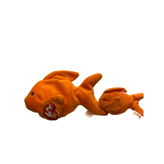 Ty Beanie Babies Original Goldie Fish & Mini Goldie Plush Set #7390