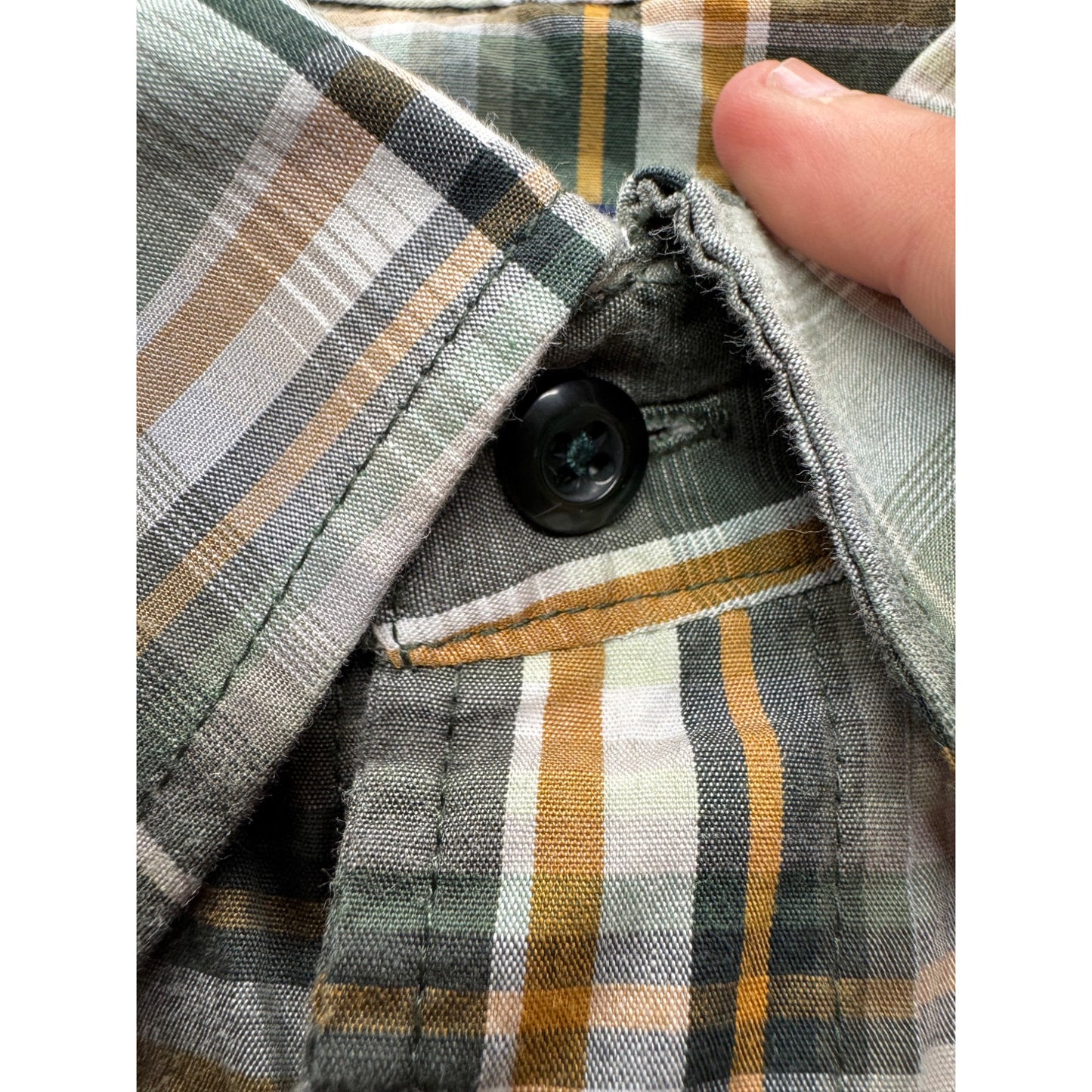 Panhandle Slim Long Sleeve Plaid Shirt X-Large Green & Brown Cotton #7983