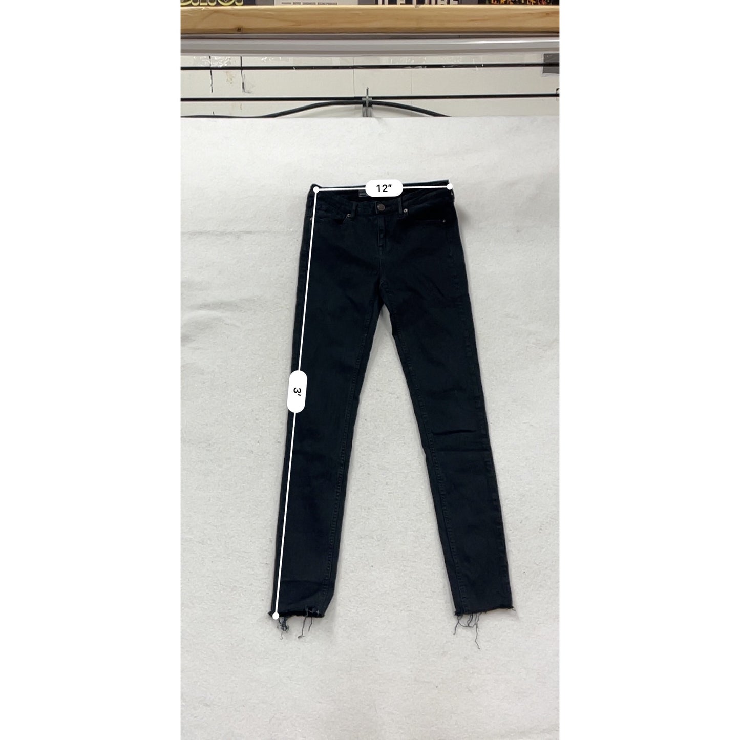 Black High-Waisted Skinny Jeans With Raw Hem Size 26 By Brandy Melville #161A