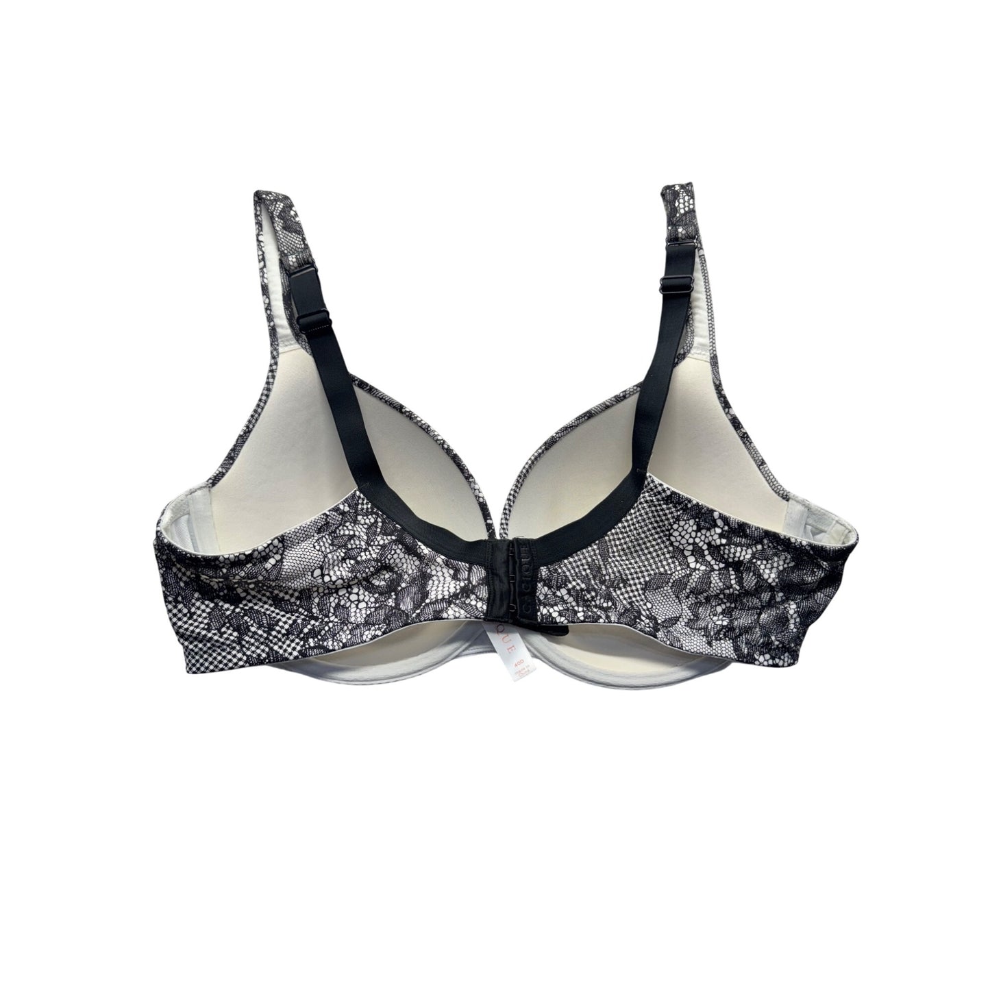 Cacique 40D Black & White Lace Boost Plunge Bra With Bow Accent #9600