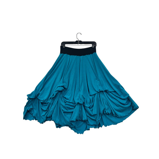 Christy Fisher Womens Medium Turquoise Ruffle Skirt With Black Elastic Waistband #6391