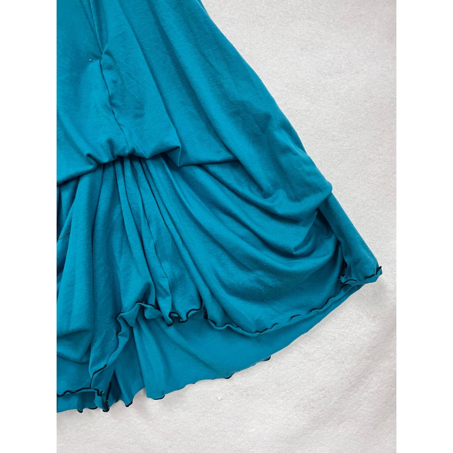 Christy Fisher Womens Medium Turquoise Ruffle Skirt With Black Elastic Waistband #6391