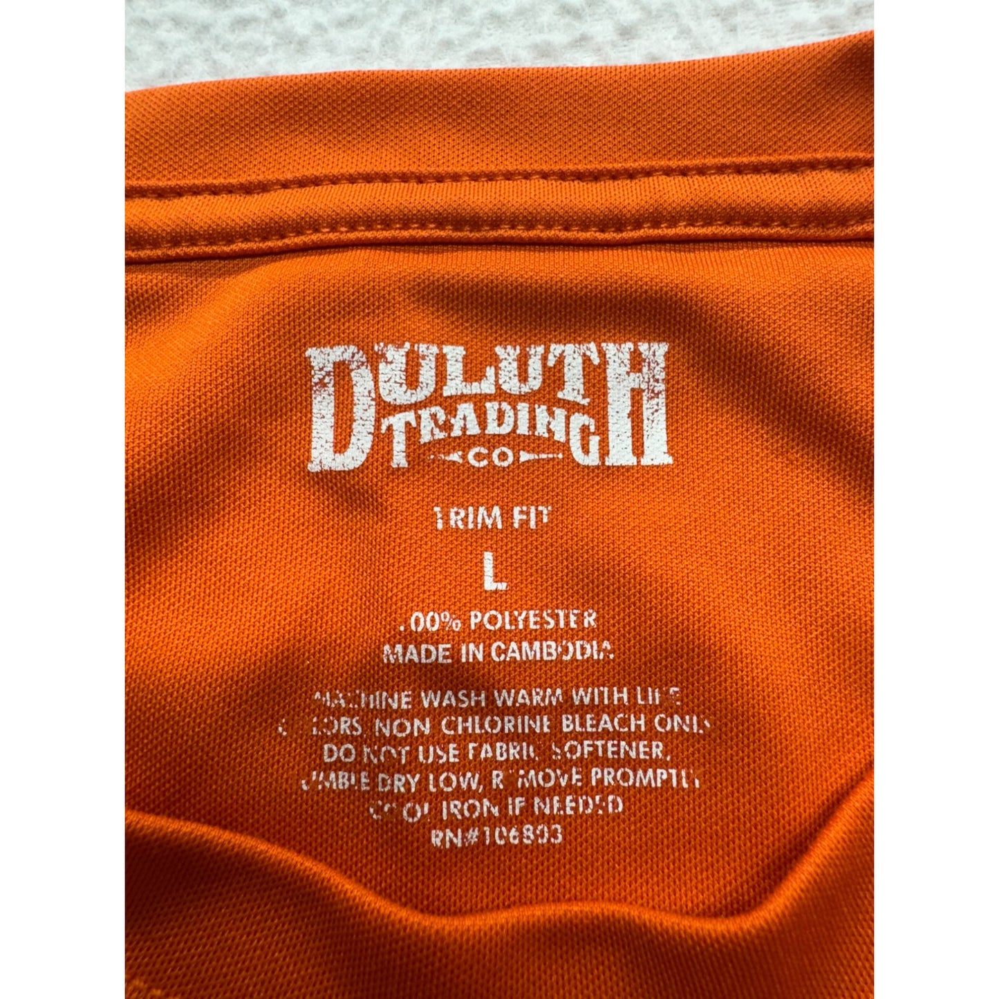 Duluth Trading Co. Orange Trim Fit Shirt L #9340