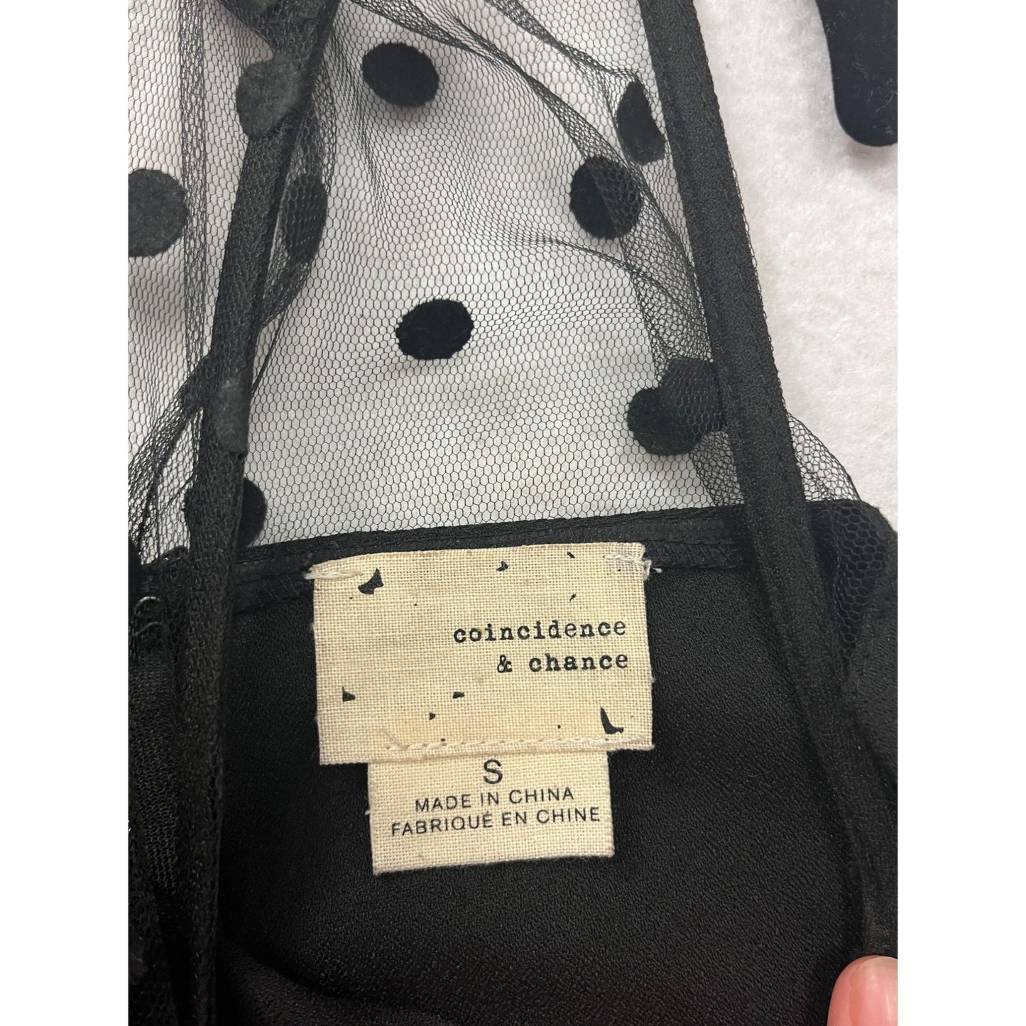 Black Sleeveless Fit & Flare Dress With Sheer Polka Dot Mesh #8459