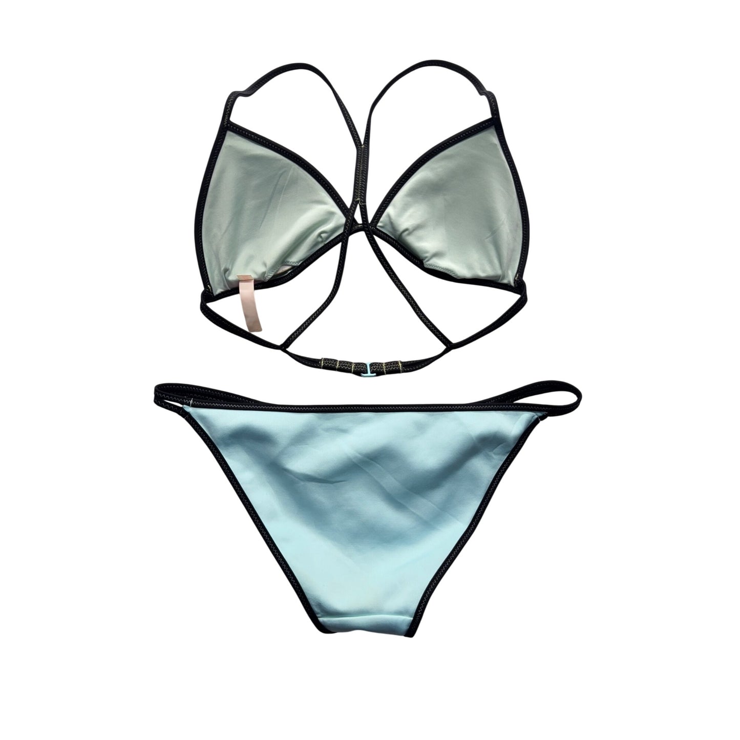 Victorias Secret Bikini Set Triangle Top & Bottom Yellow & Blue M #9987