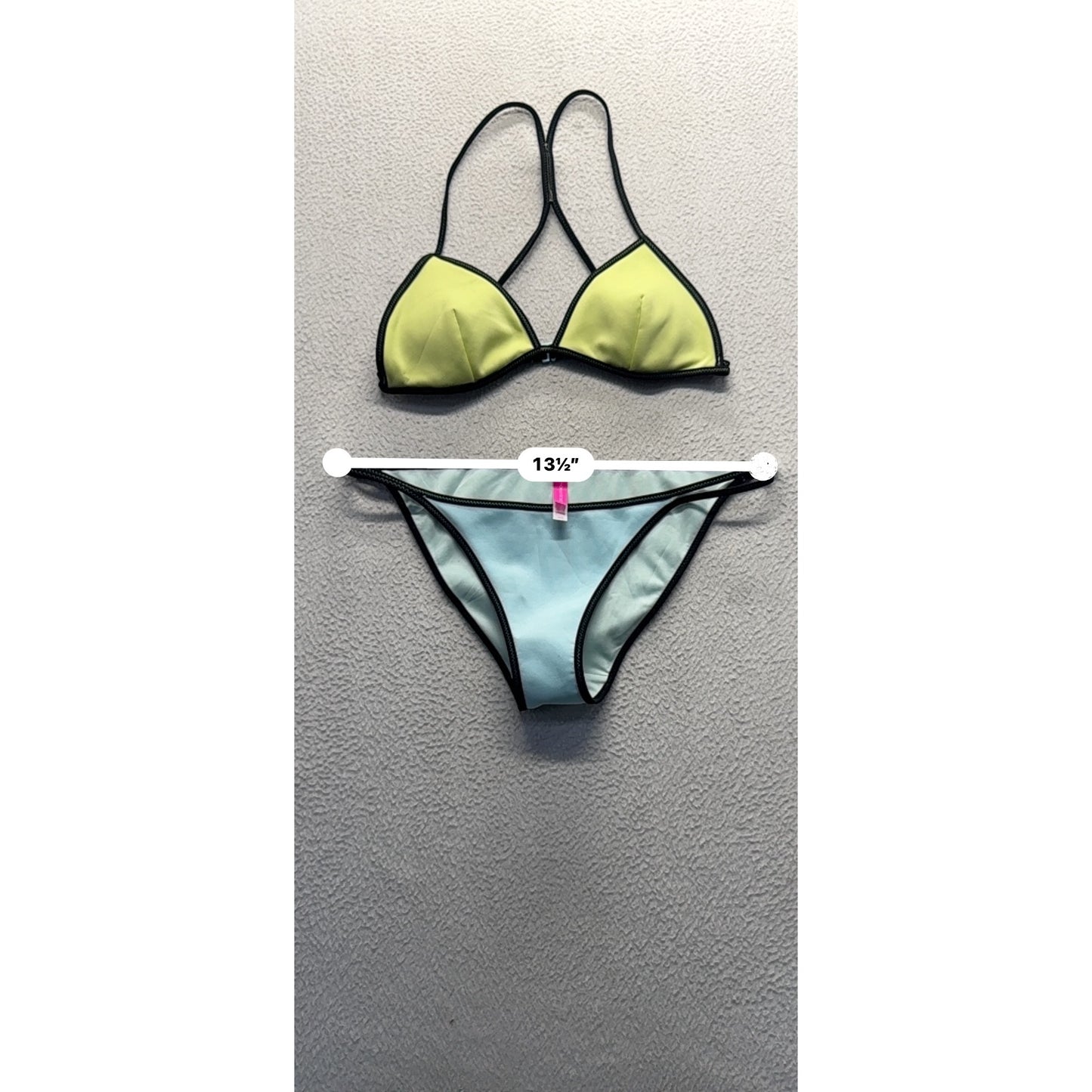 Victorias Secret Bikini Set Triangle Top & Bottom Yellow & Blue M #9987