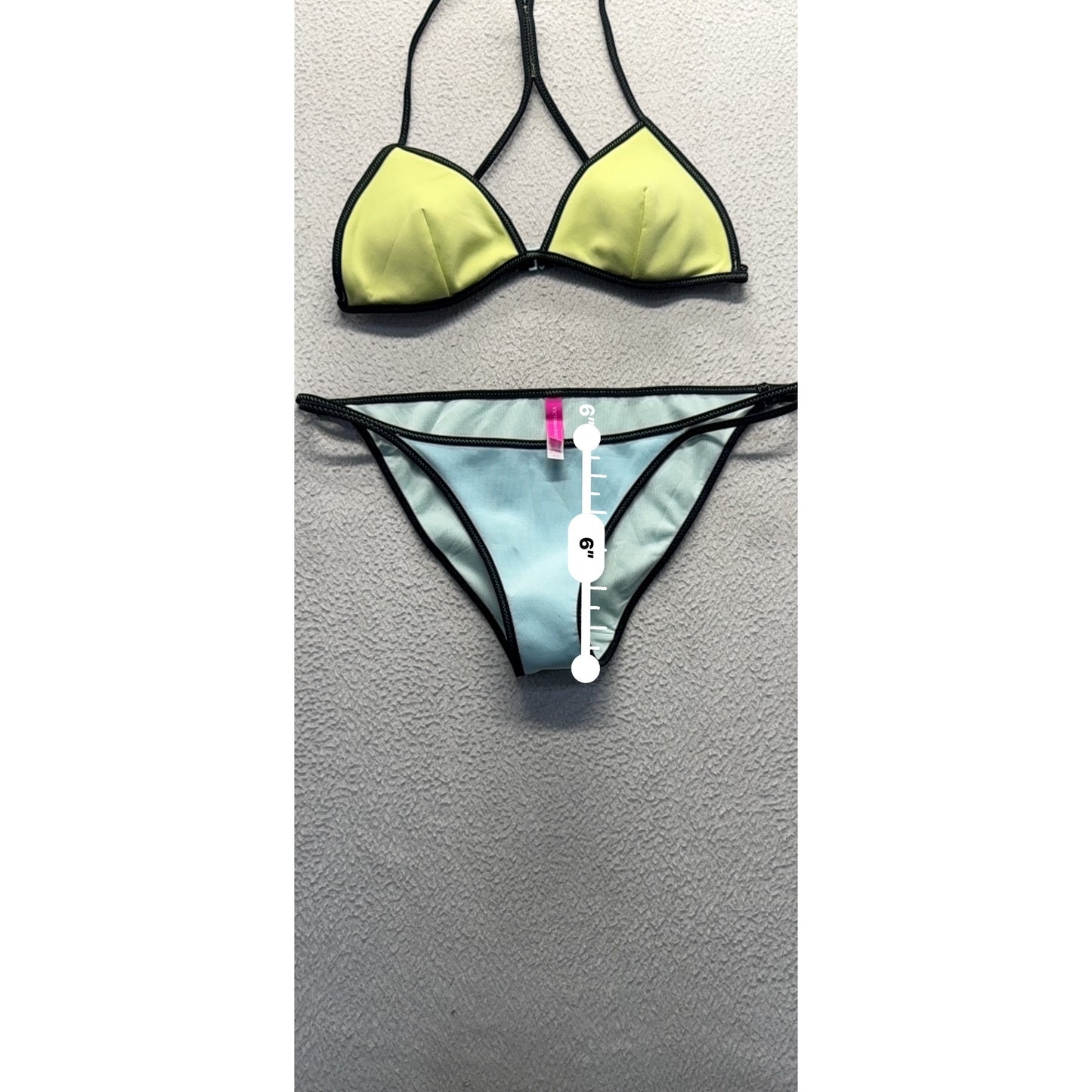 Victorias Secret Bikini Set Triangle Top & Bottom Yellow & Blue M #9987