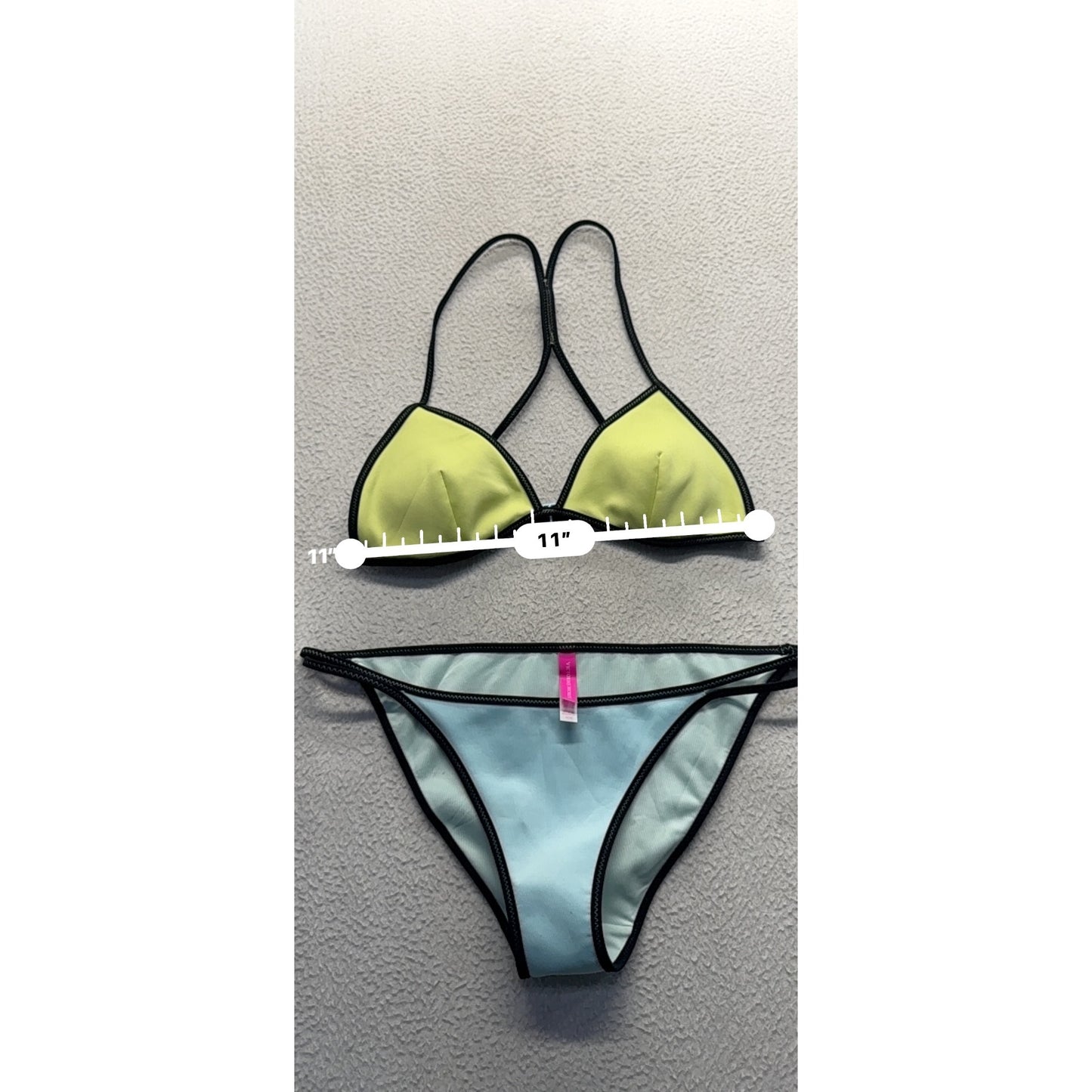 Victorias Secret Bikini Set Triangle Top & Bottom Yellow & Blue M #9987