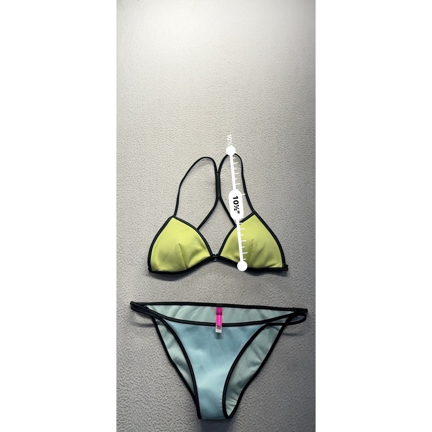 Victorias Secret Bikini Set Triangle Top & Bottom Yellow & Blue M #9987