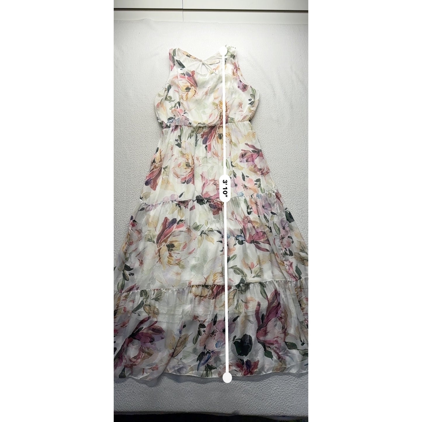 Lara Guidotti Floral Maxi Dress Tiered Ruffle Hem Viscose & Silk Blend #9316