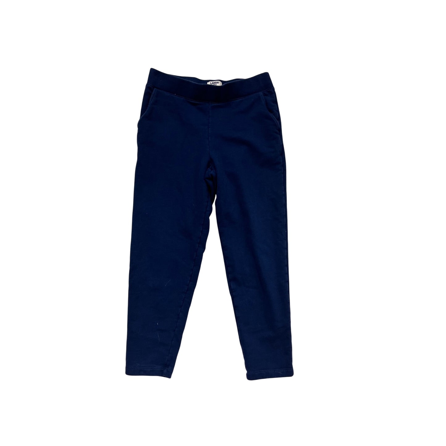 Lands End Navy Blue Serious Sweats Slim Fit Comfortable Jogger Pants S 6-8 #633A