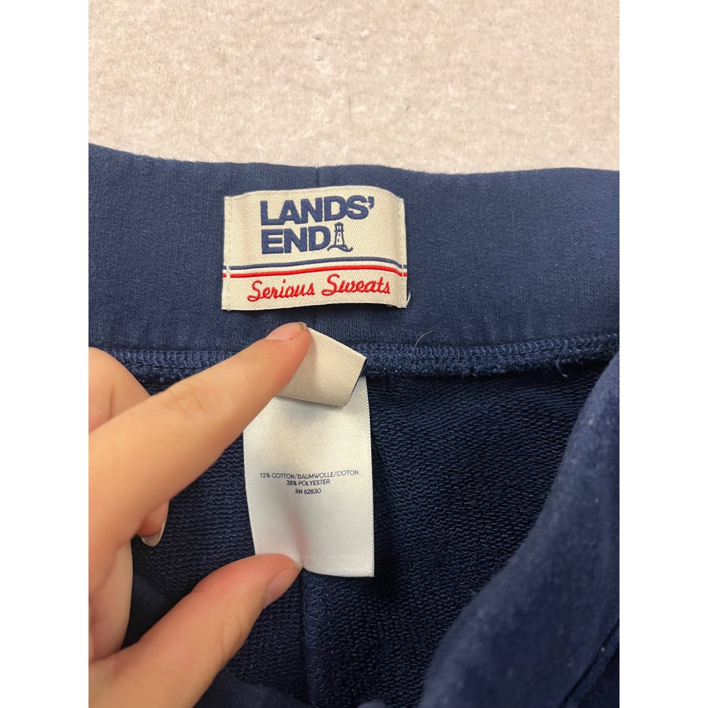 Lands End Navy Blue Serious Sweats Slim Fit Comfortable Jogger Pants S 6-8 #633A