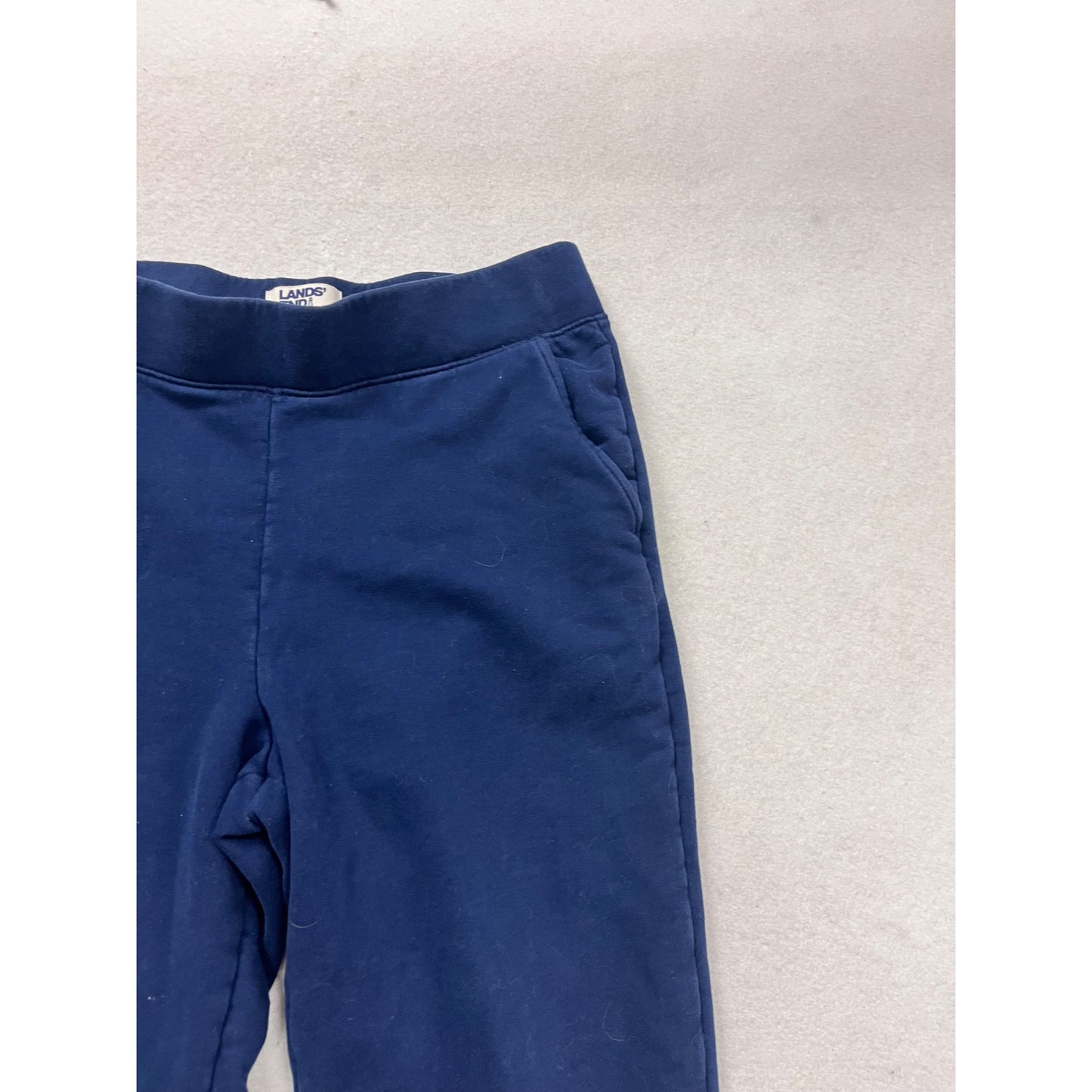 Lands End Navy Blue Serious Sweats Slim Fit Comfortable Jogger Pants S 6-8 #633A