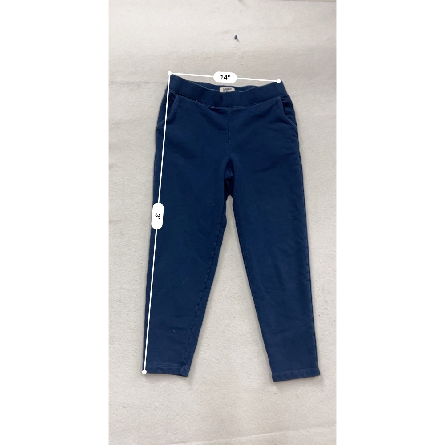 Lands End Navy Blue Serious Sweats Slim Fit Comfortable Jogger Pants S 6-8 #633A