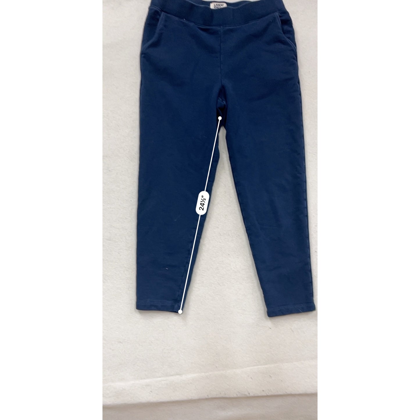 Lands End Navy Blue Serious Sweats Slim Fit Comfortable Jogger Pants S 6-8 #633A