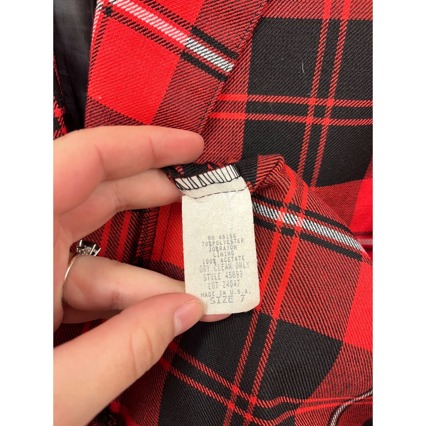 Red & Black Plaid Blazer By Daily Habit Size 7 #8651
