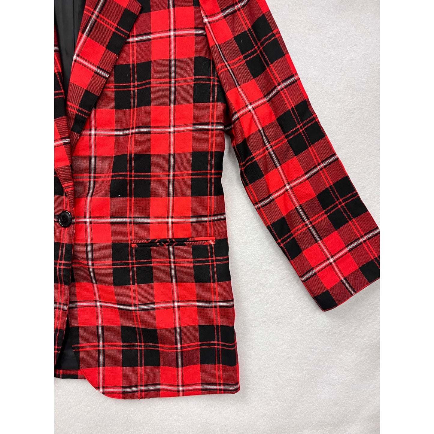 Red & Black Plaid Blazer By Daily Habit Size 7 #8651