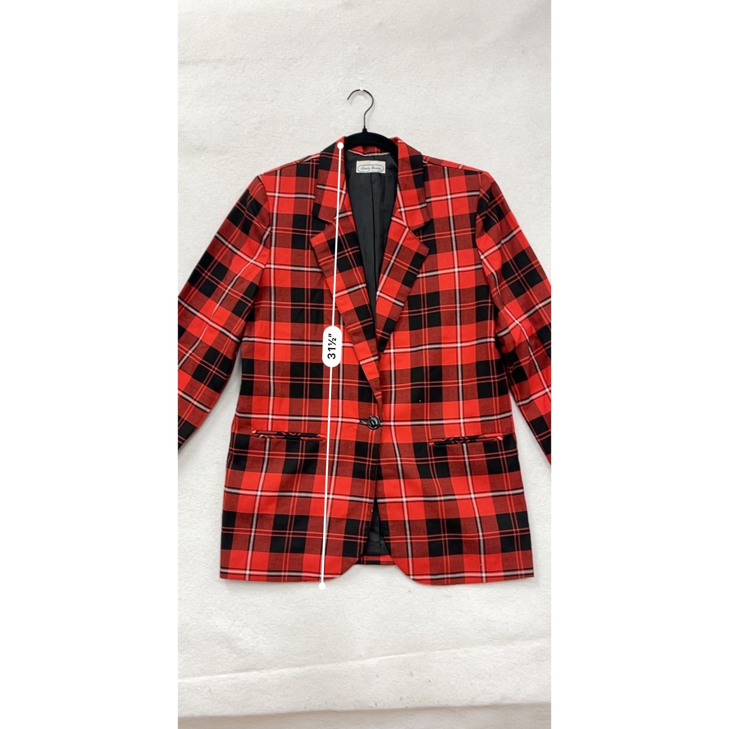 Red & Black Plaid Blazer By Daily Habit Size 7 #8651