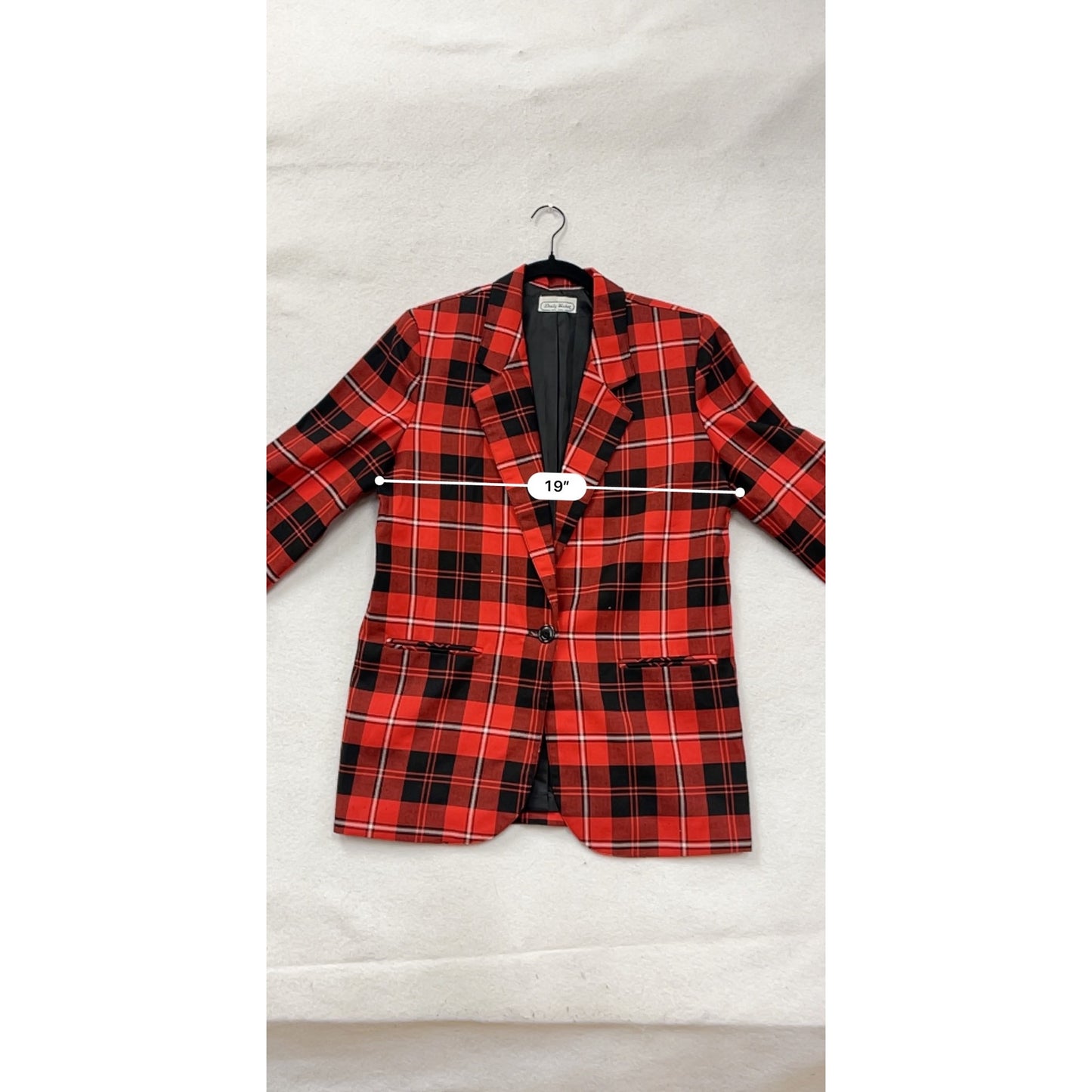 Red & Black Plaid Blazer By Daily Habit Size 7 #8651