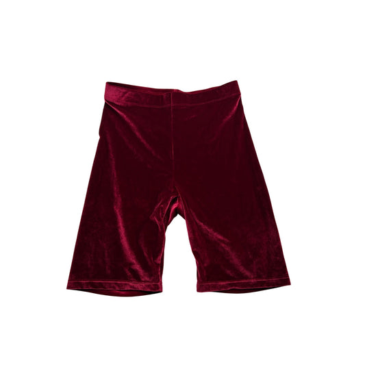 Velvet High-Waisted Burgundy Biker Shorts Soft Stretchy Stylish #6648
