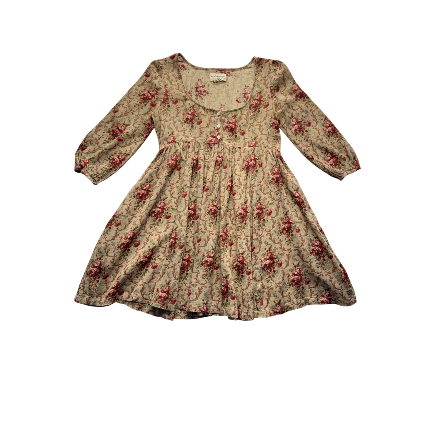 Denim & Supply Ralph Lauren Floral Boho Dress XS Beige & Red #9996