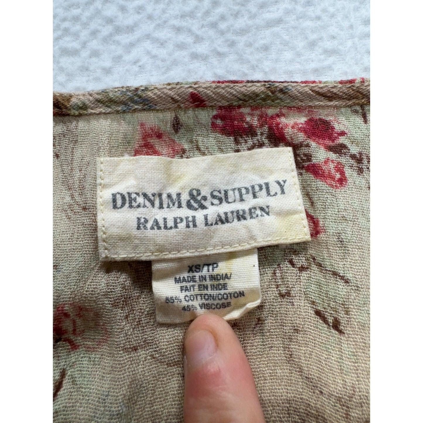 Denim & Supply Ralph Lauren Floral Boho Dress XS Beige & Red #9996