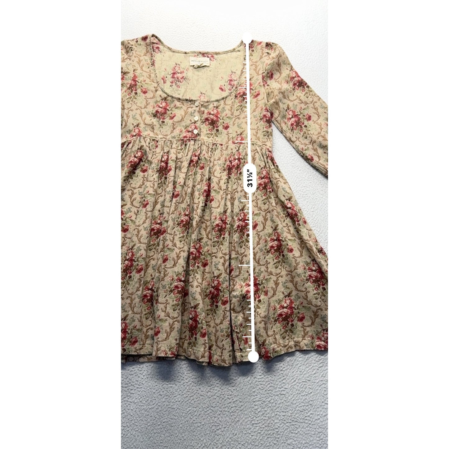 Denim & Supply Ralph Lauren Floral Boho Dress XS Beige & Red #9996