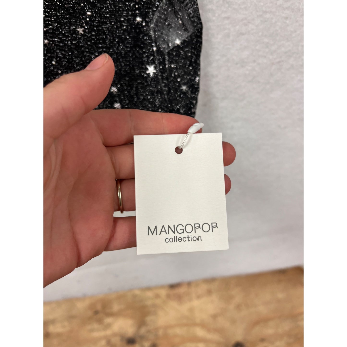 Mangopop  XXL Black & Silver Starry Long Sleeve V-Neck Top #8659