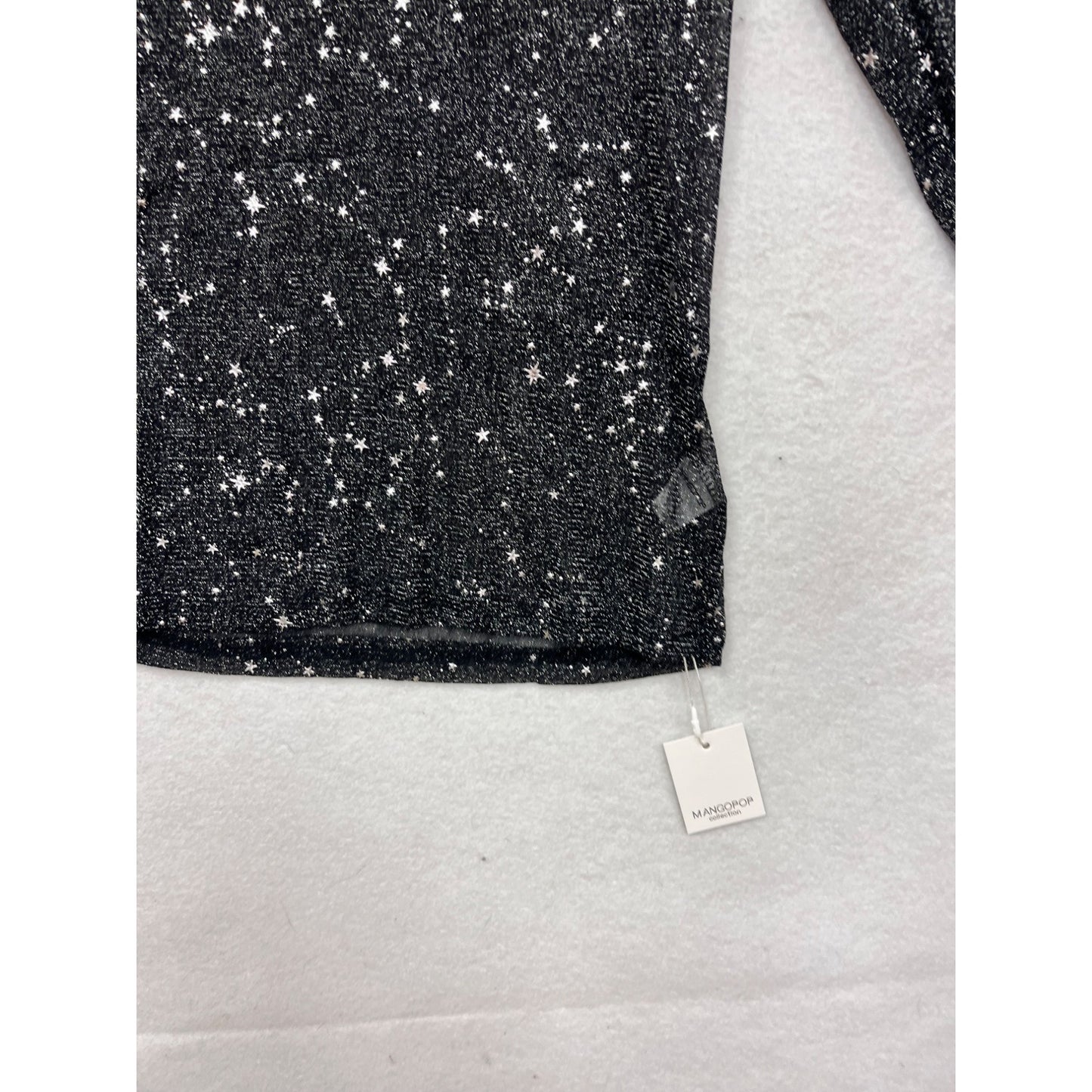 Mangopop  XXL Black & Silver Starry Long Sleeve V-Neck Top #8659