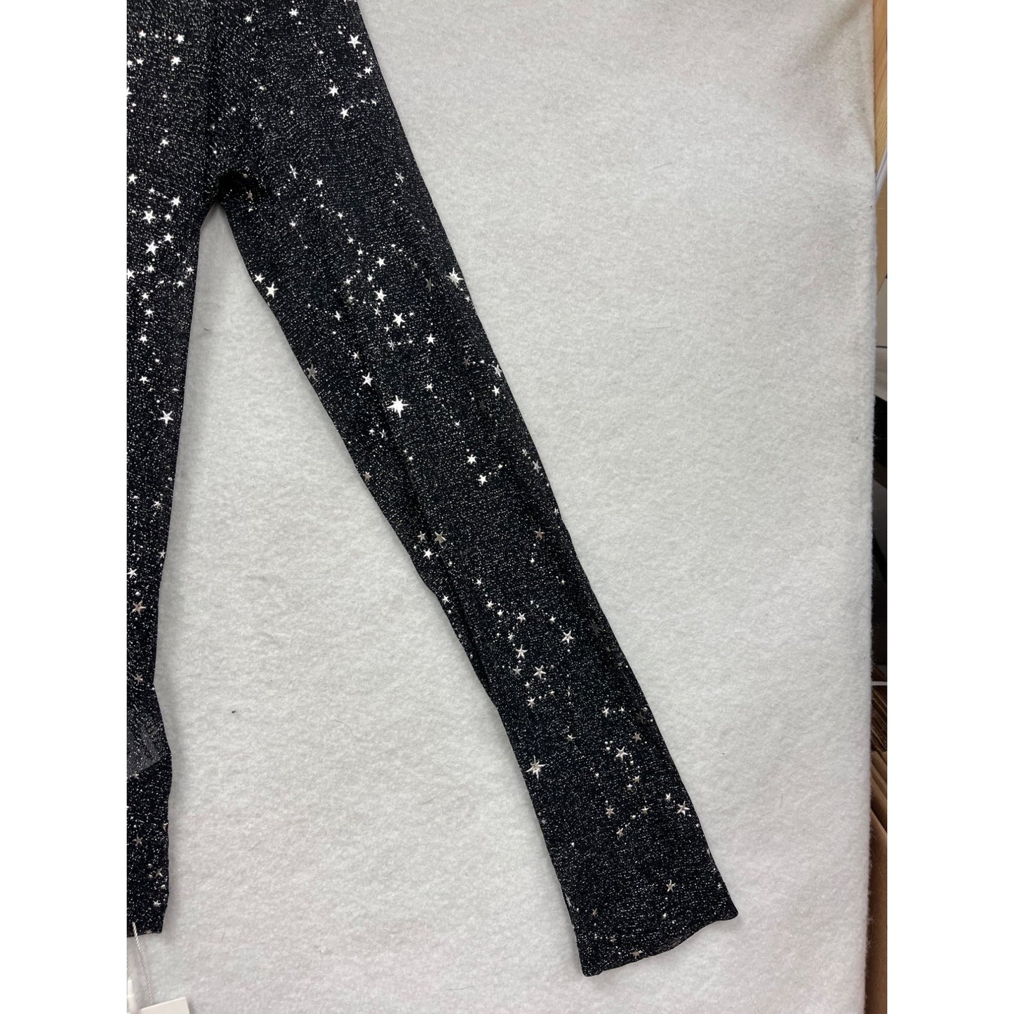 Mangopop  XXL Black & Silver Starry Long Sleeve V-Neck Top #8659