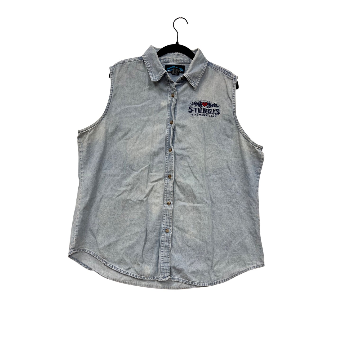2XL Sturgis 2007 Bike Week Sleeveless Denim Shirt #8658