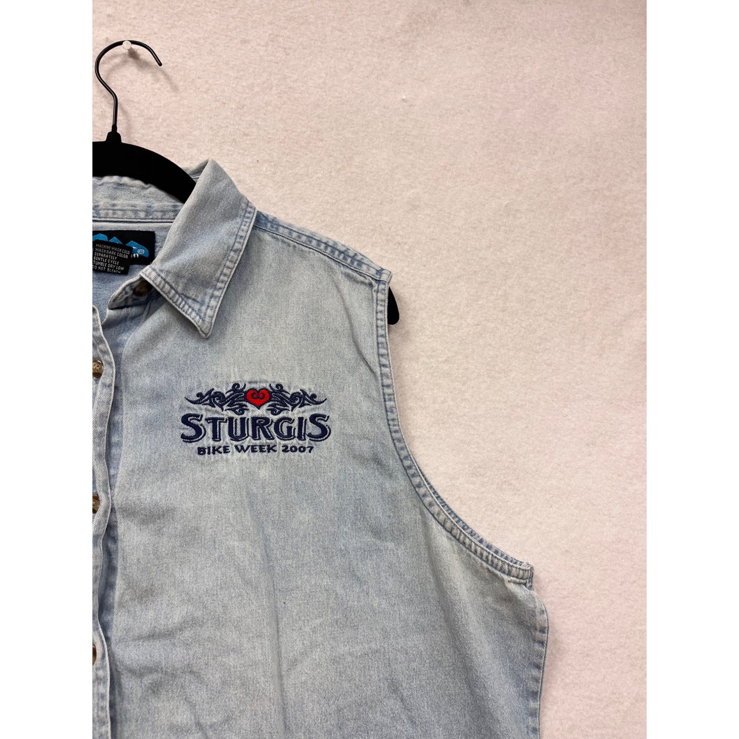 2XL Sturgis 2007 Bike Week Sleeveless Denim Shirt #8658