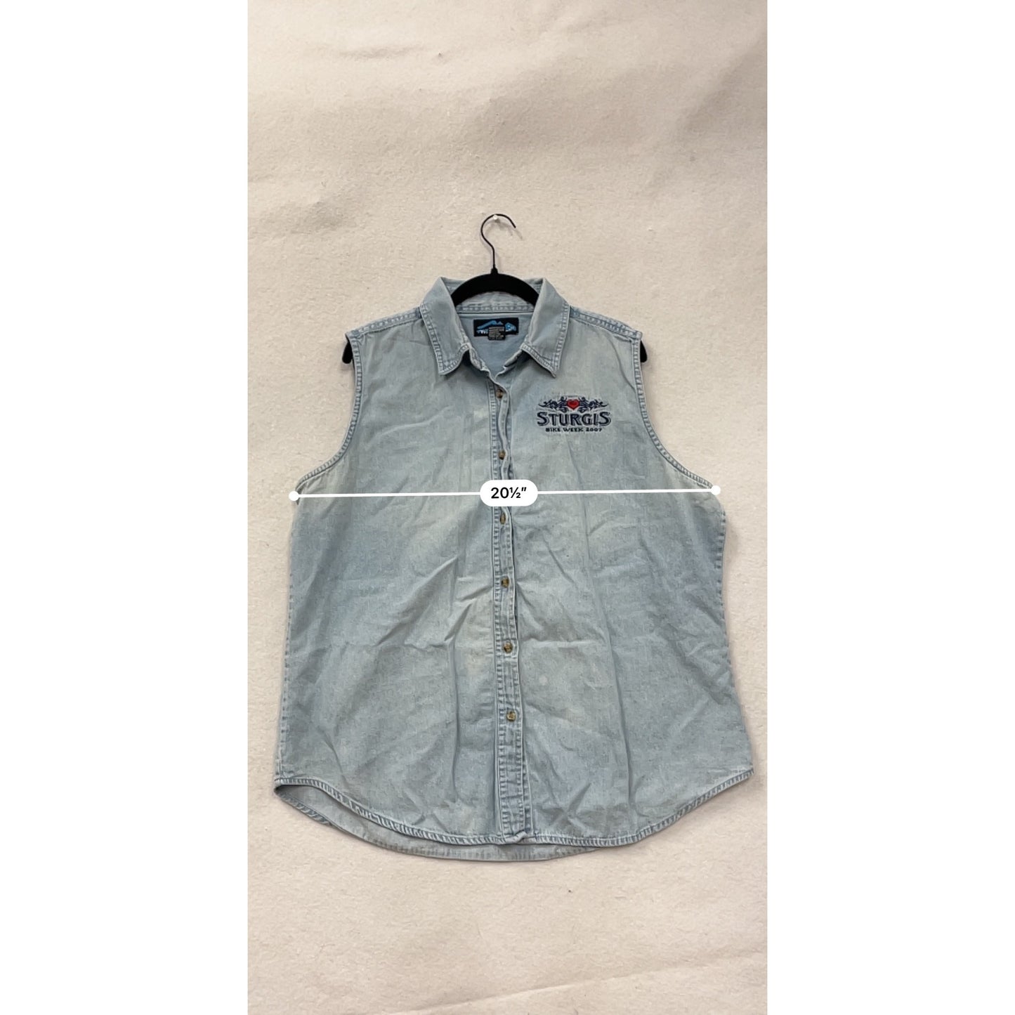 2XL Sturgis 2007 Bike Week Sleeveless Denim Shirt #8658