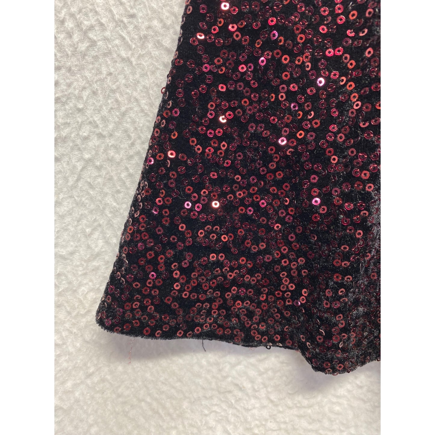 Zunie Girls Black & Red Velvet Sequin Sleeveless Dress #7024