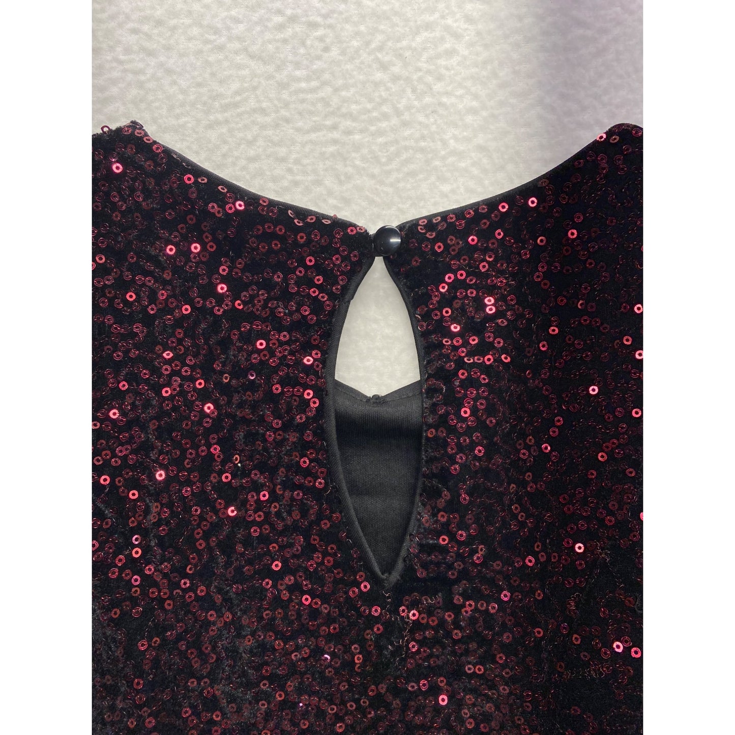 Zunie Girls Black & Red Velvet Sequin Sleeveless Dress #7024